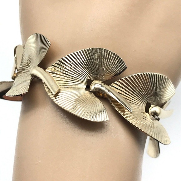 Napier Signed Vintage 925 Sterling Silver Leaves Link Bracelet 6.5" - Picture 4 of 9